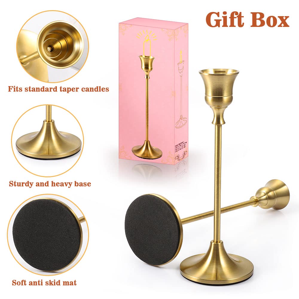 Candlestick Holders Taper Candle Holders – Gold Candlestick Holder Set of 6 Candle Stick Holders kit Classic Decorative Candle Stick for Christmas, Wedding, Party, Dinner Tables,Home Décor — view 4