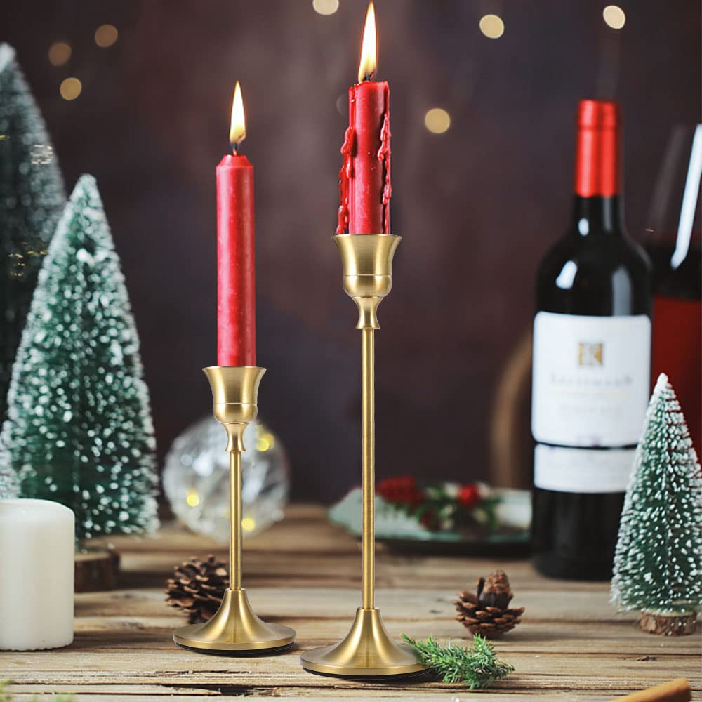 Candlestick Holders Taper Candle Holders – Gold Candlestick Holder Set of 6 Candle Stick Holders kit Classic Decorative Candle Stick for Christmas, Wedding, Party, Dinner Tables,Home Décor — Bochino