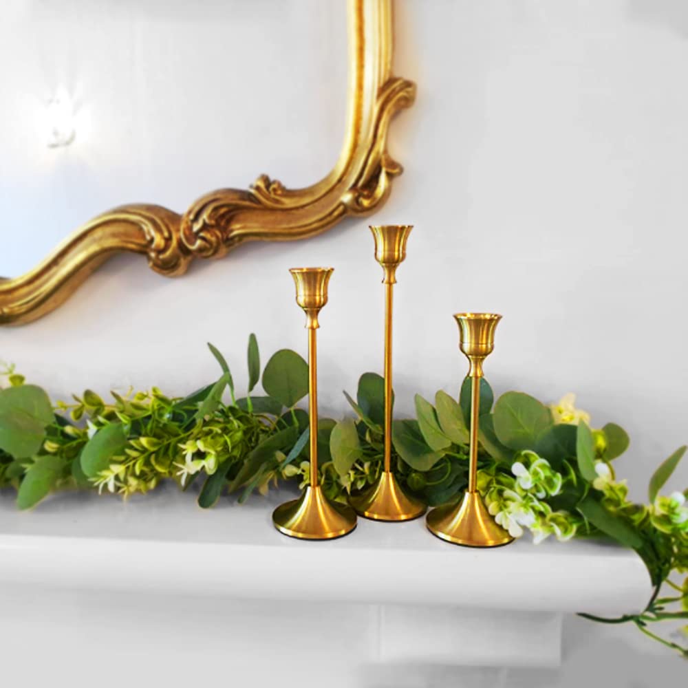 Candlestick Holders Taper Candle Holders – Gold Candlestick Holder Set of 6 Candle Stick Holders kit Classic Decorative Candle Stick for Christmas, Wedding, Party, Dinner Tables,Home Décor — view 2