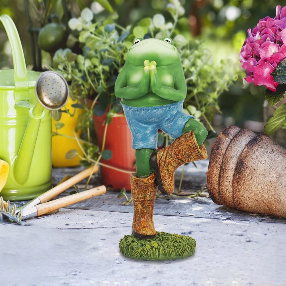 Yoga Frog Garden Statue Figurine Decorative Sculpture Zen Garden Frog Decor for Patio Yard or Home Bedroom Office Desktop Cabinet Shelf Resin 9.84′′x3.54′′x3.27′′ — Bochino